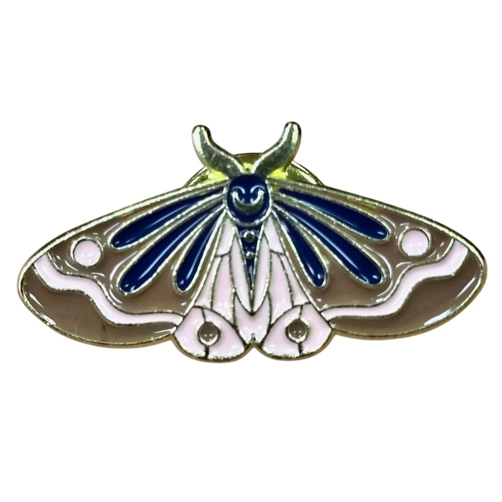 Black Pink Brown Lunar Pattern Moth Enamel Pin